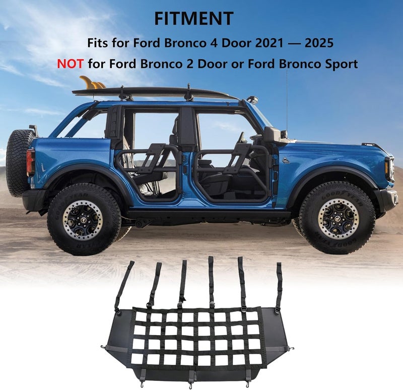 G Pet Net Vehicle Safety Mesh Dog Barrier Fit for Ford Bronco Accessories 2021-2025 4-Door, Rear Seat Isolation Net for Trunk Cargo Area, Upgrade Car Pet Divider fits for Medium, Large Pets - Image 3